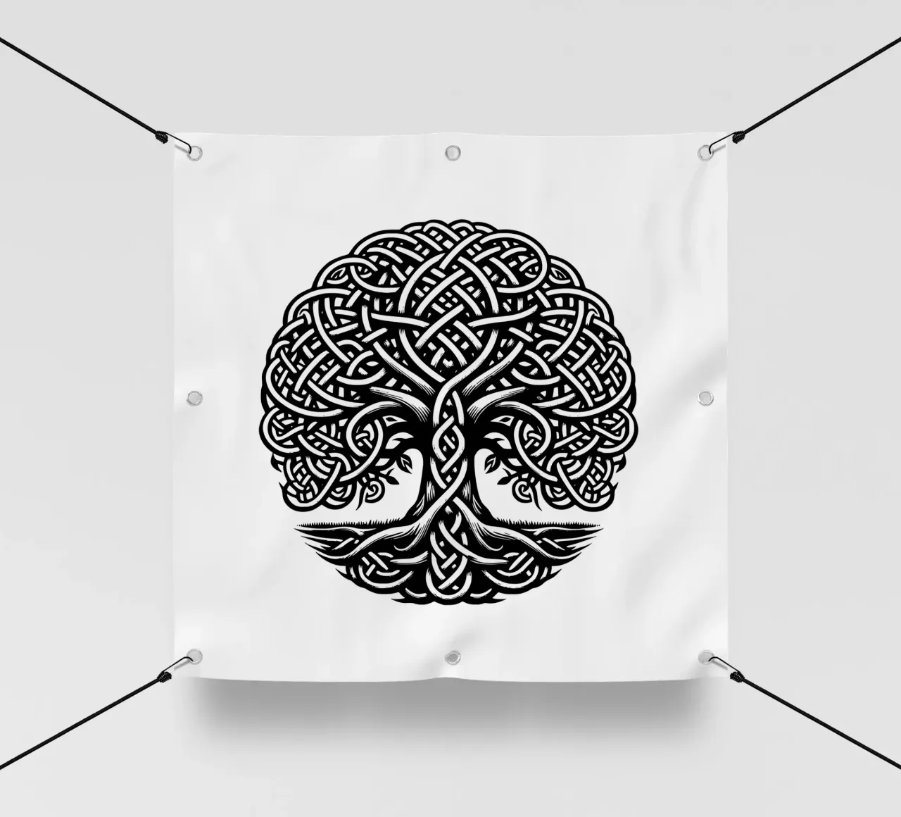 Albero della vita in bianco e nero telo in pvc da Spiritual Touch