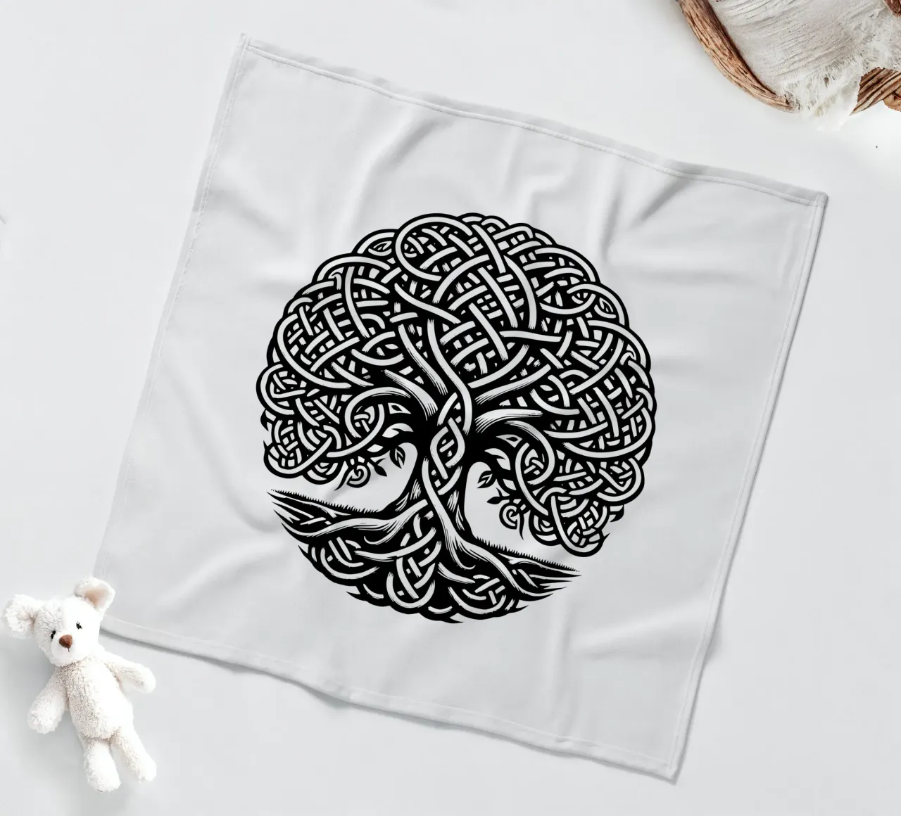 Albero della vita in bianco e nero coperta in pile da Spiritual Touch