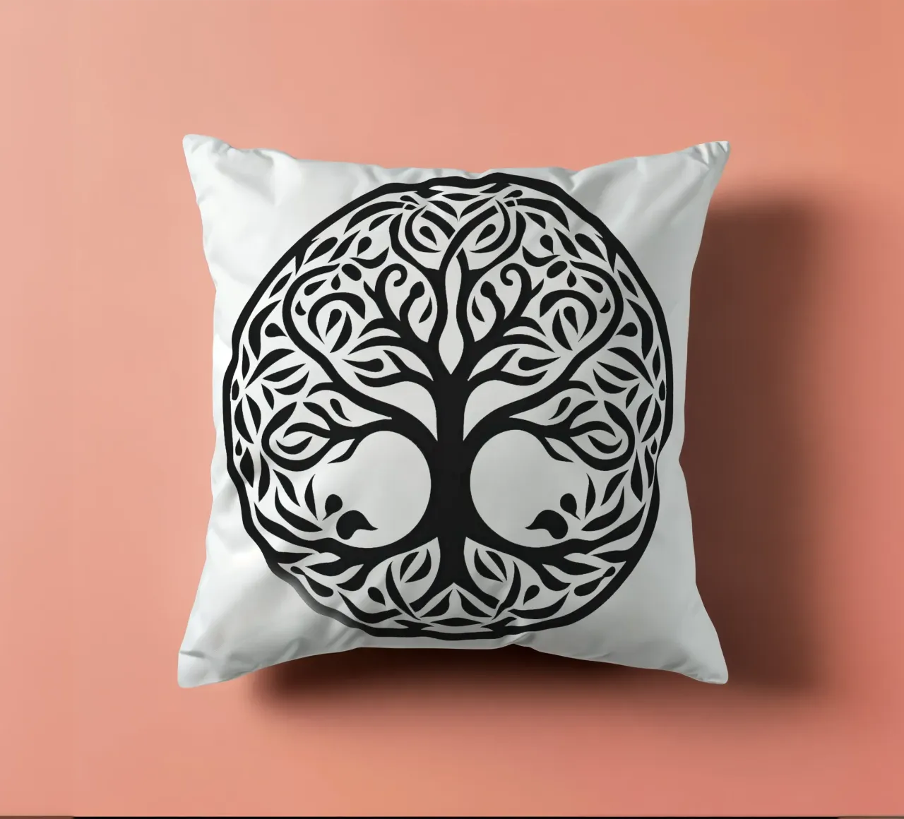Albero della vita in bianco e nero cuscino da Spiritual Touch