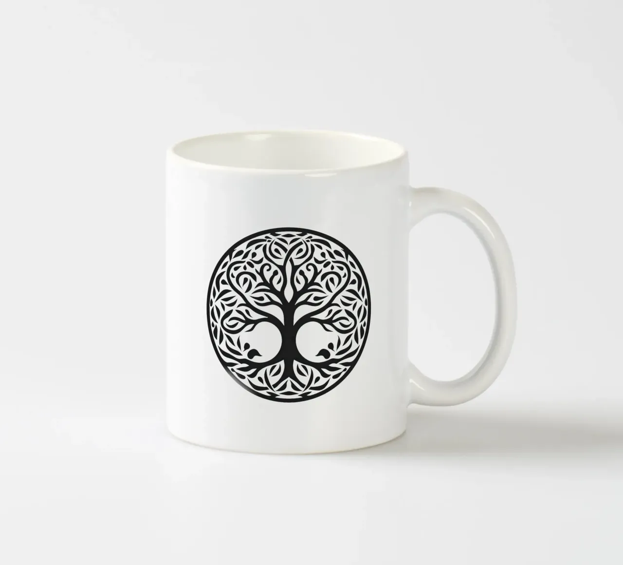 Albero della vita in bianco e nero tazza in ceramica da Spiritual Touch