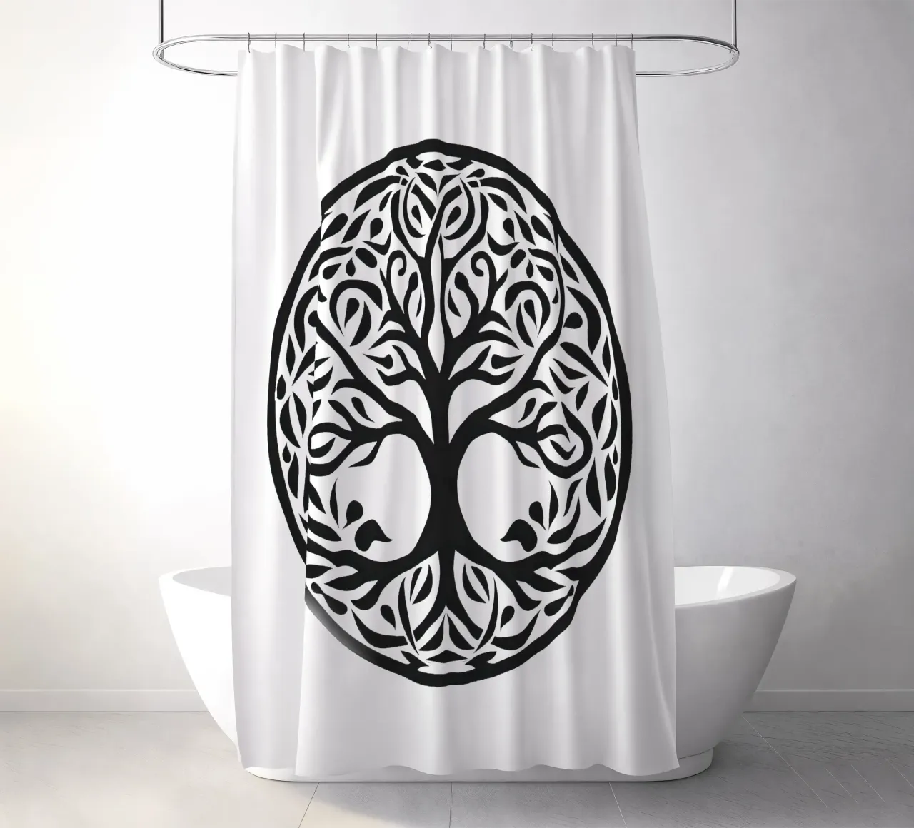 Albero della vita in bianco e nero tenda da doccia da Spiritual Touch