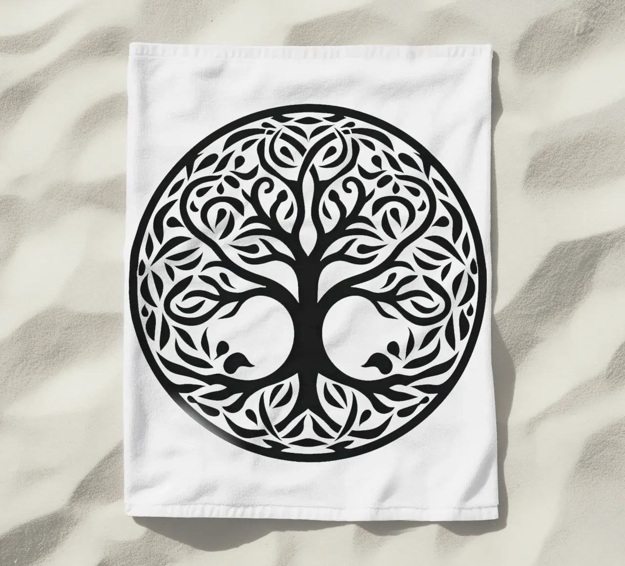 Albero della vita in bianco e nero telo mare da Spiritual Touch