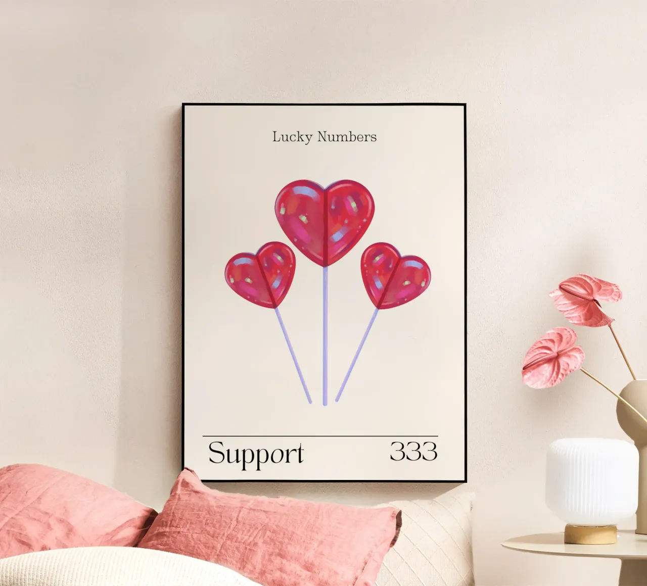 Cuori, numeri fortunati, retrò, sostegno, numeri degli angeli, 333 plexiglass da Peaches Art Prints