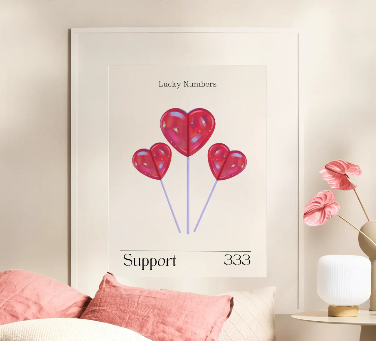 Cuori, numeri fortunati, retrò, sostegno, numeri degli angeli, 333 carta hahnemühle da Peaches Art Prints