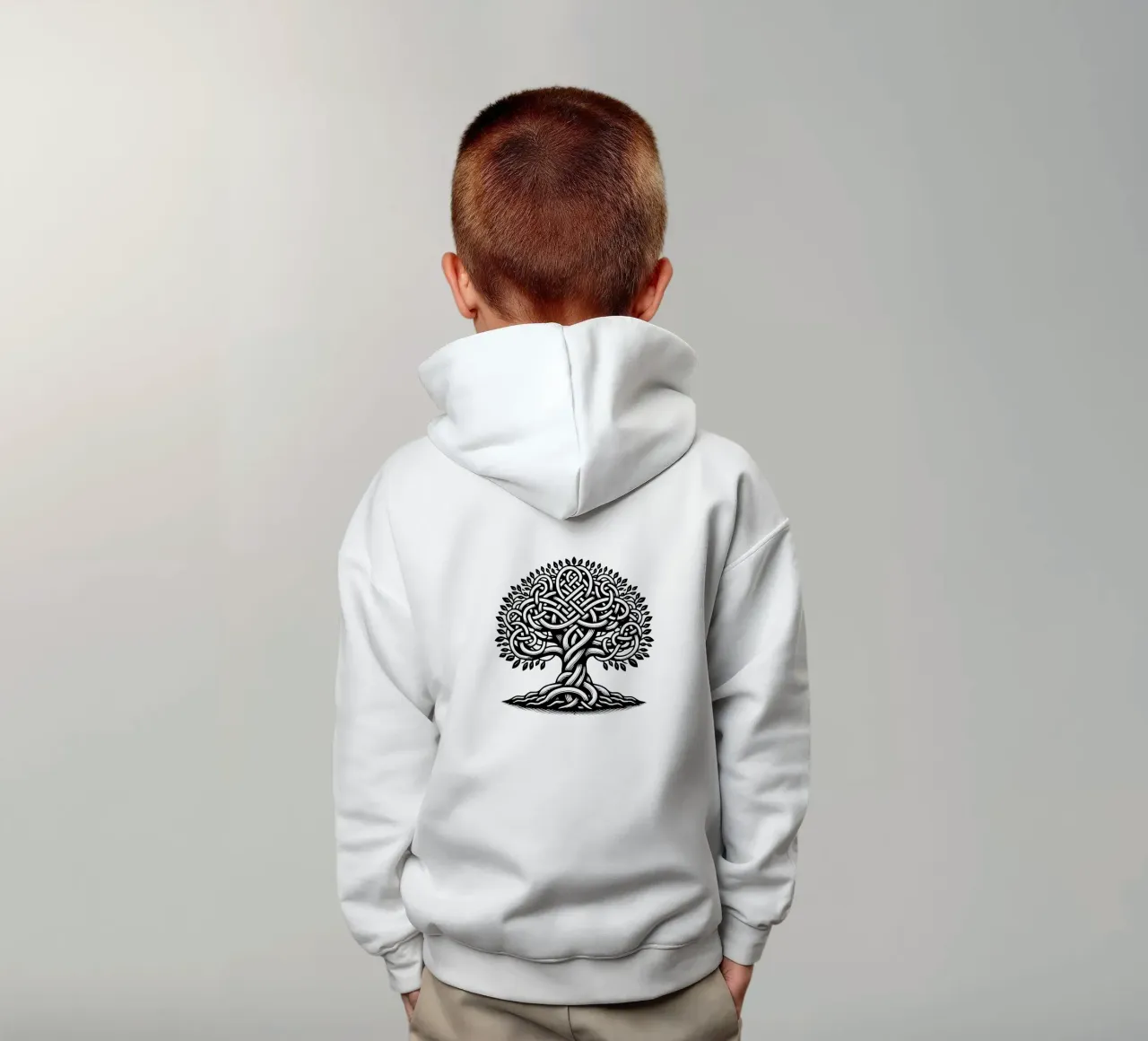 Schwarz-weißer Lebensbaum Kinder Hoodie von Spiritual Touch