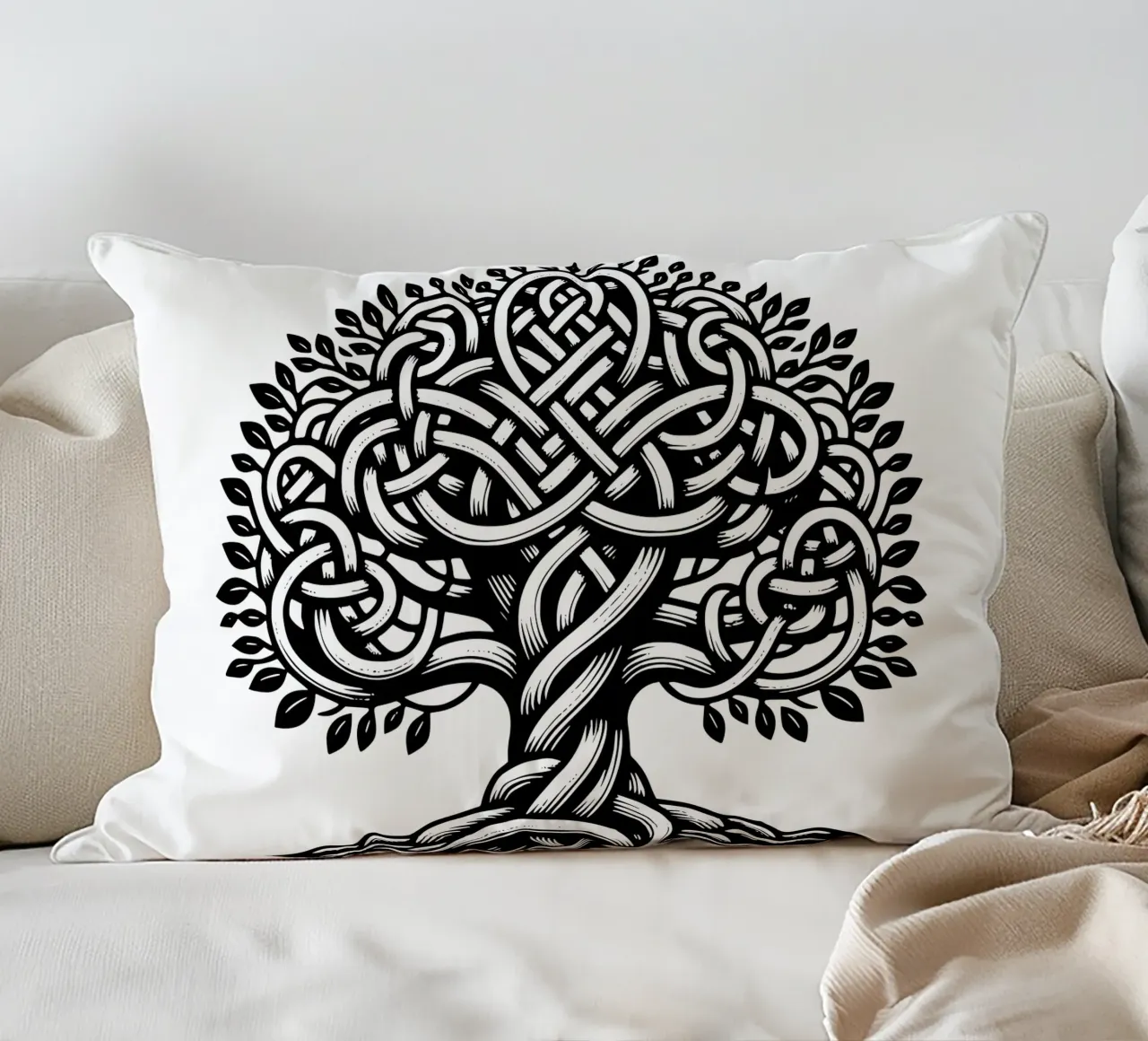 Albero della vita in bianco e nero cuscino da Spiritual Touch