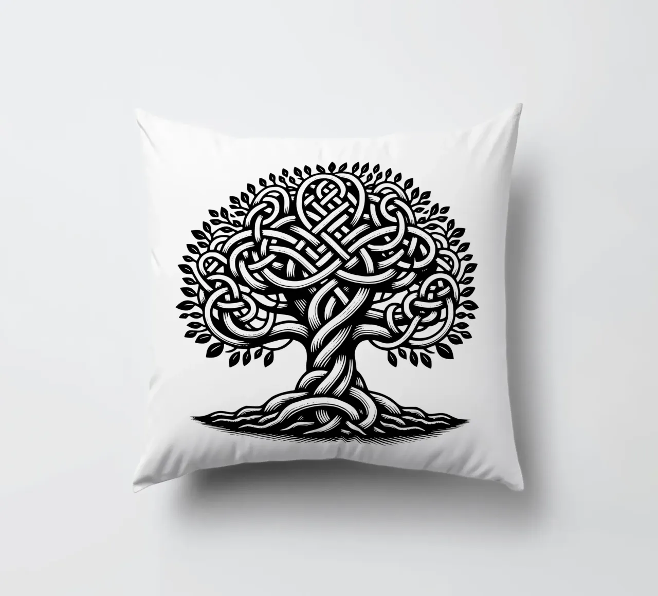 Albero della vita in bianco e nero cuscino da Spiritual Touch