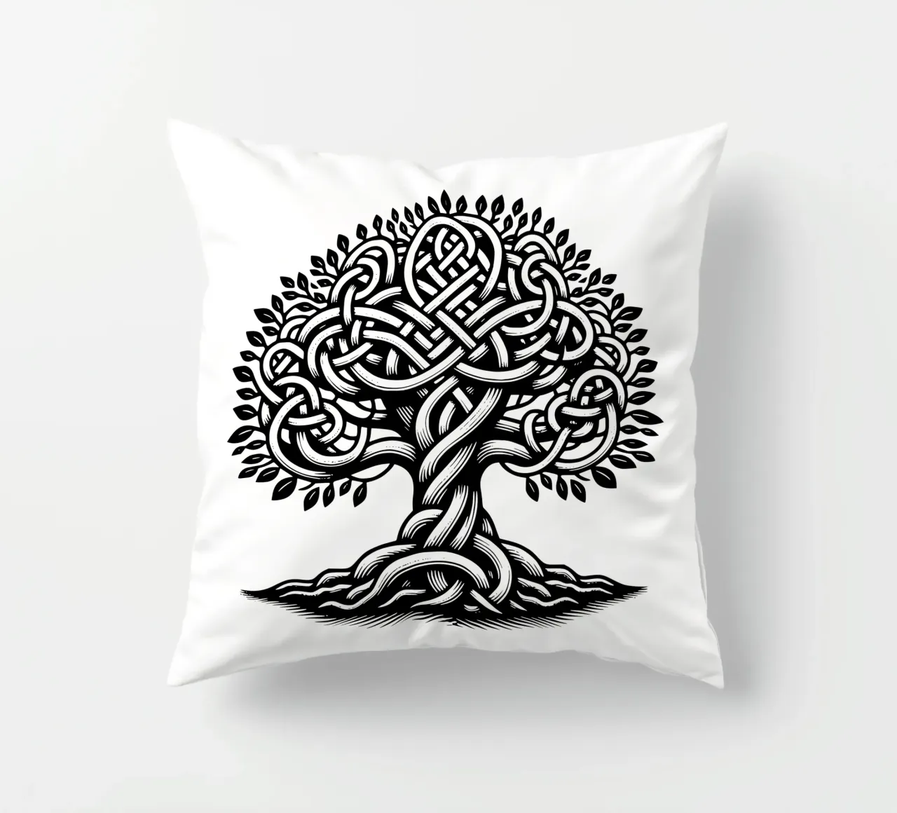 Albero della vita in bianco e nero cuscino da Spiritual Touch