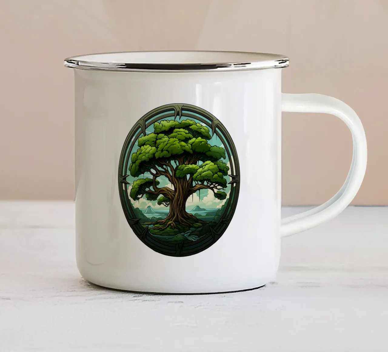 Albero della vita colorato tazza in smalto da Spiritual Touch