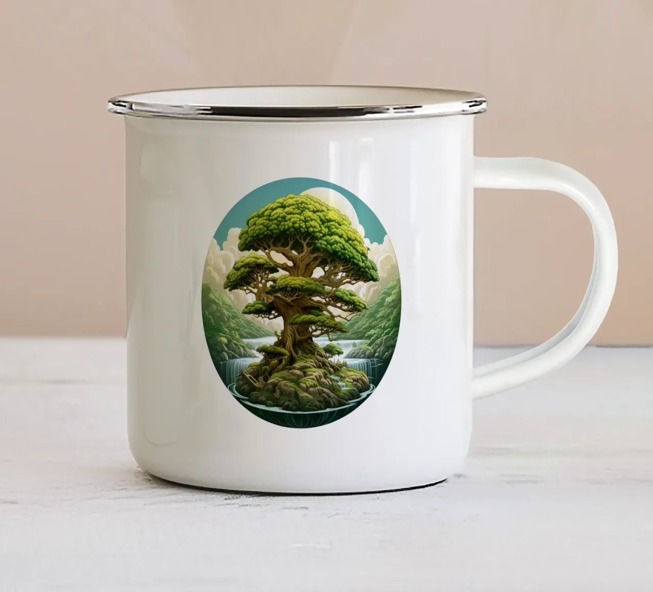 Albero della vita colorato tazza in smalto da Spiritual Touch
