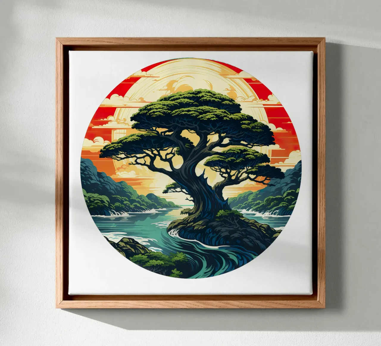 Albero della vita colorato tela con Cornice a cassetta da Spiritual Touch