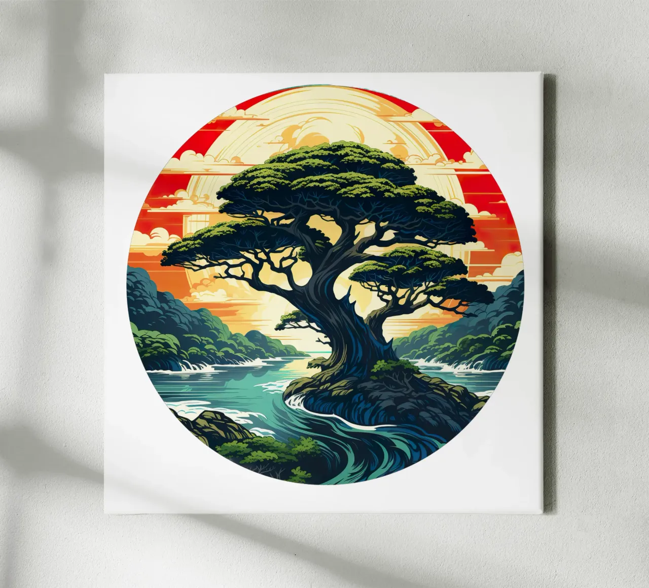 Albero della vita colorato tela con Cornice a cassetta da Spiritual Touch