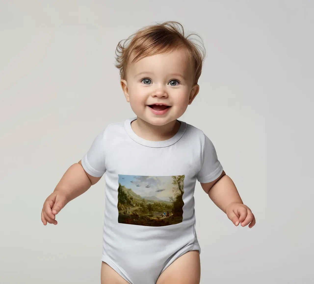 They were here all along short-sleeve baby romper by MsGonzalez