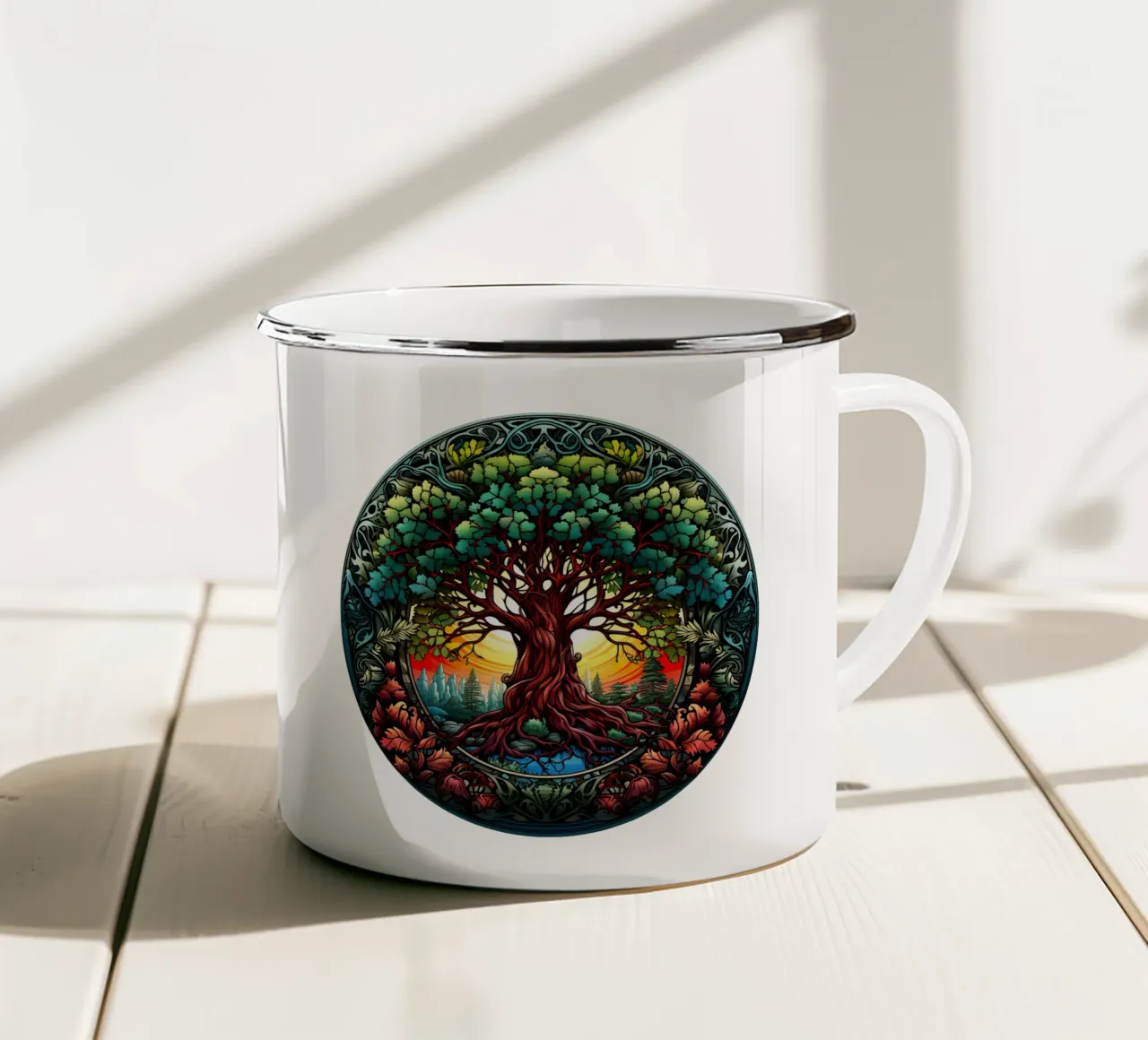 Albero della vita colorato tazza in smalto da Spiritual Touch