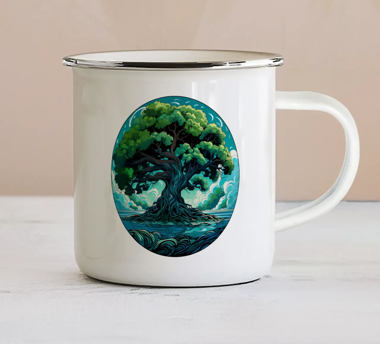 Albero della vita colorato tazza in smalto da Spiritual Touch