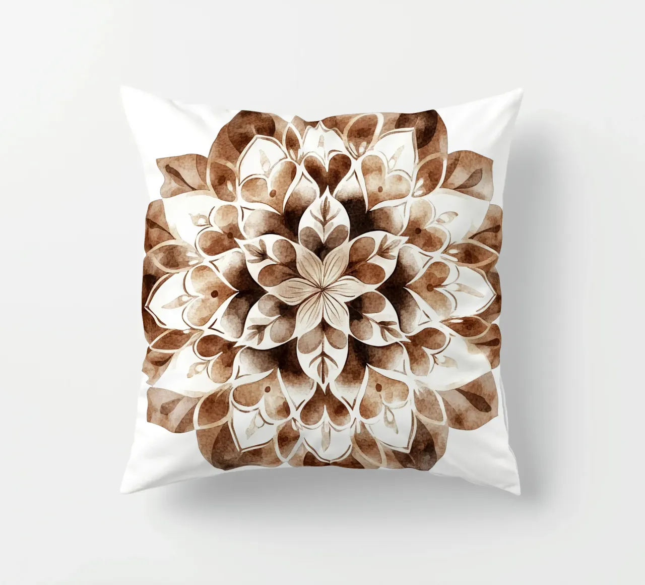 Mandala di moka ad acquerello cuscino da Spiritual Touch