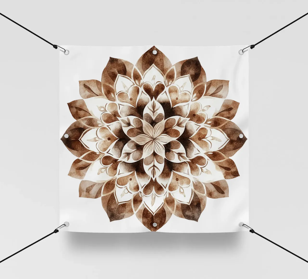 Mandala di moka ad acquerello telo in pvc da Spiritual Touch
