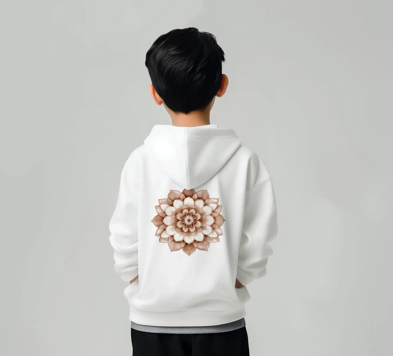 Mandala di moka ad acquerello felpa bambino con cappuccio da Spiritual Touch