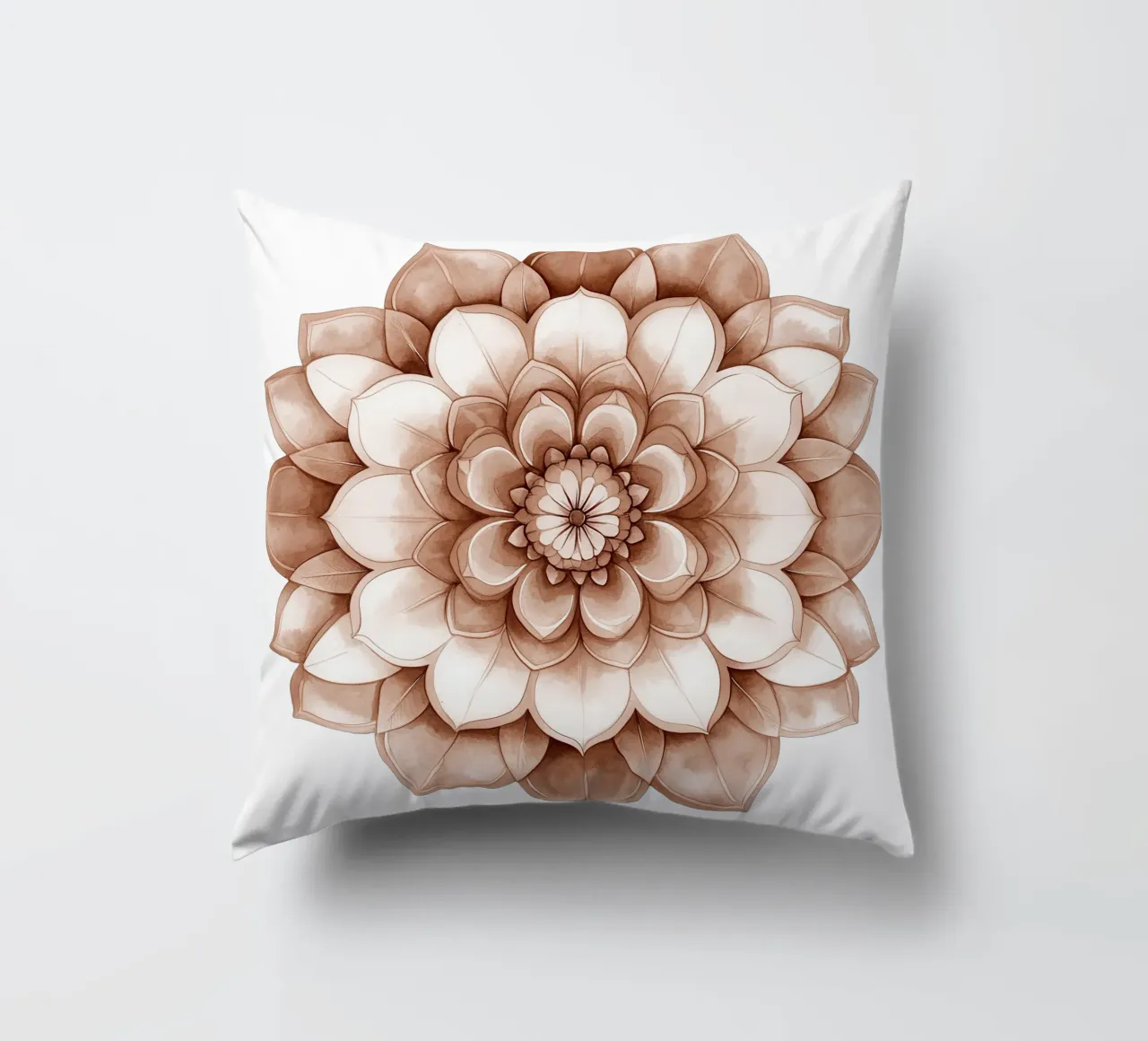 Mandala di moka ad acquerello cuscino da Spiritual Touch