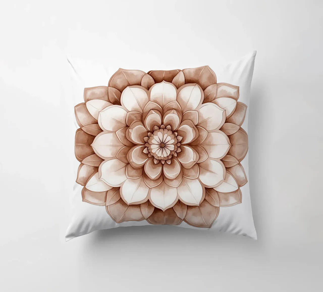 Mandala di moka ad acquerello cuscino da Spiritual Touch