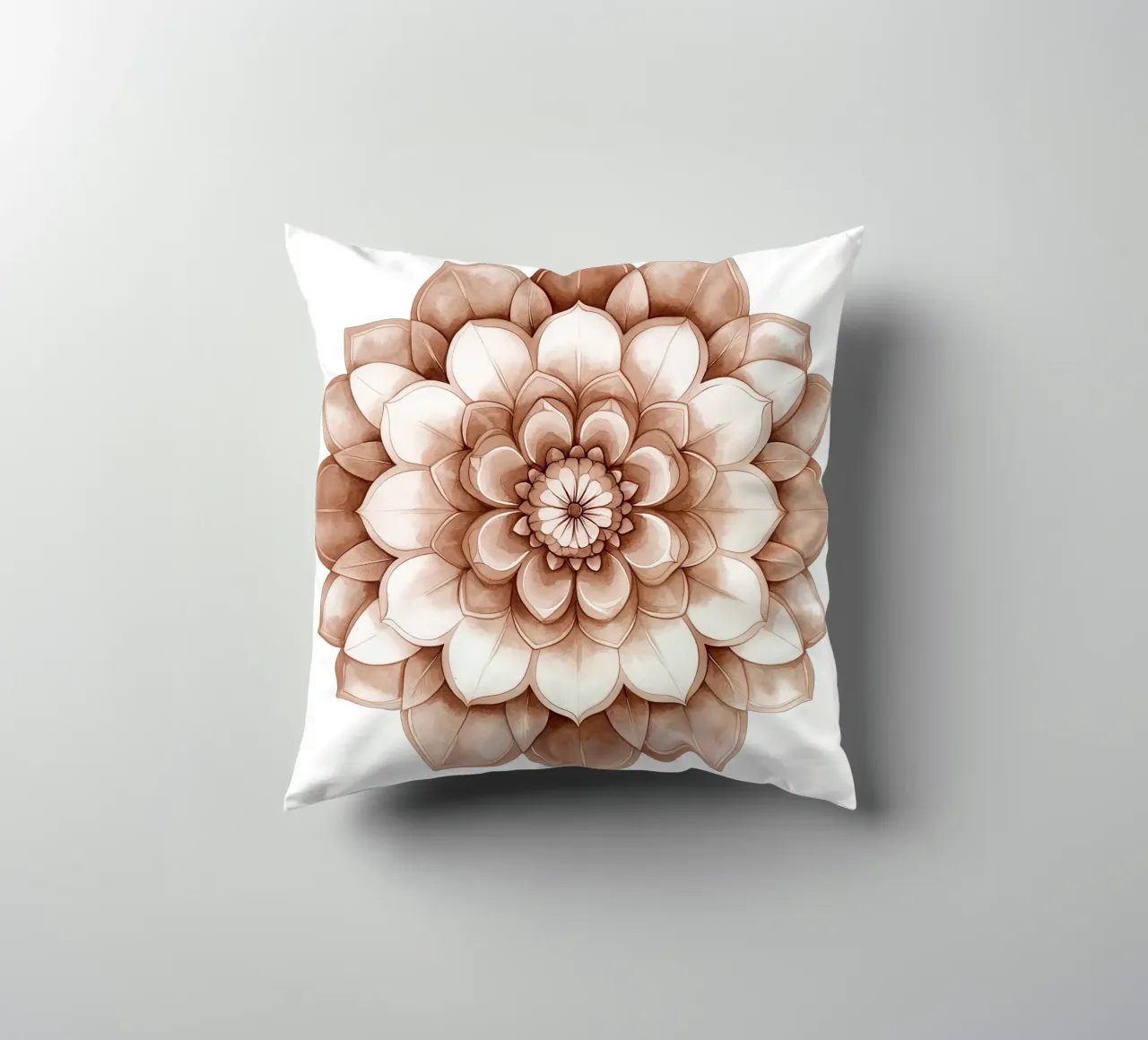 Mandala di moka ad acquerello cuscino da Spiritual Touch