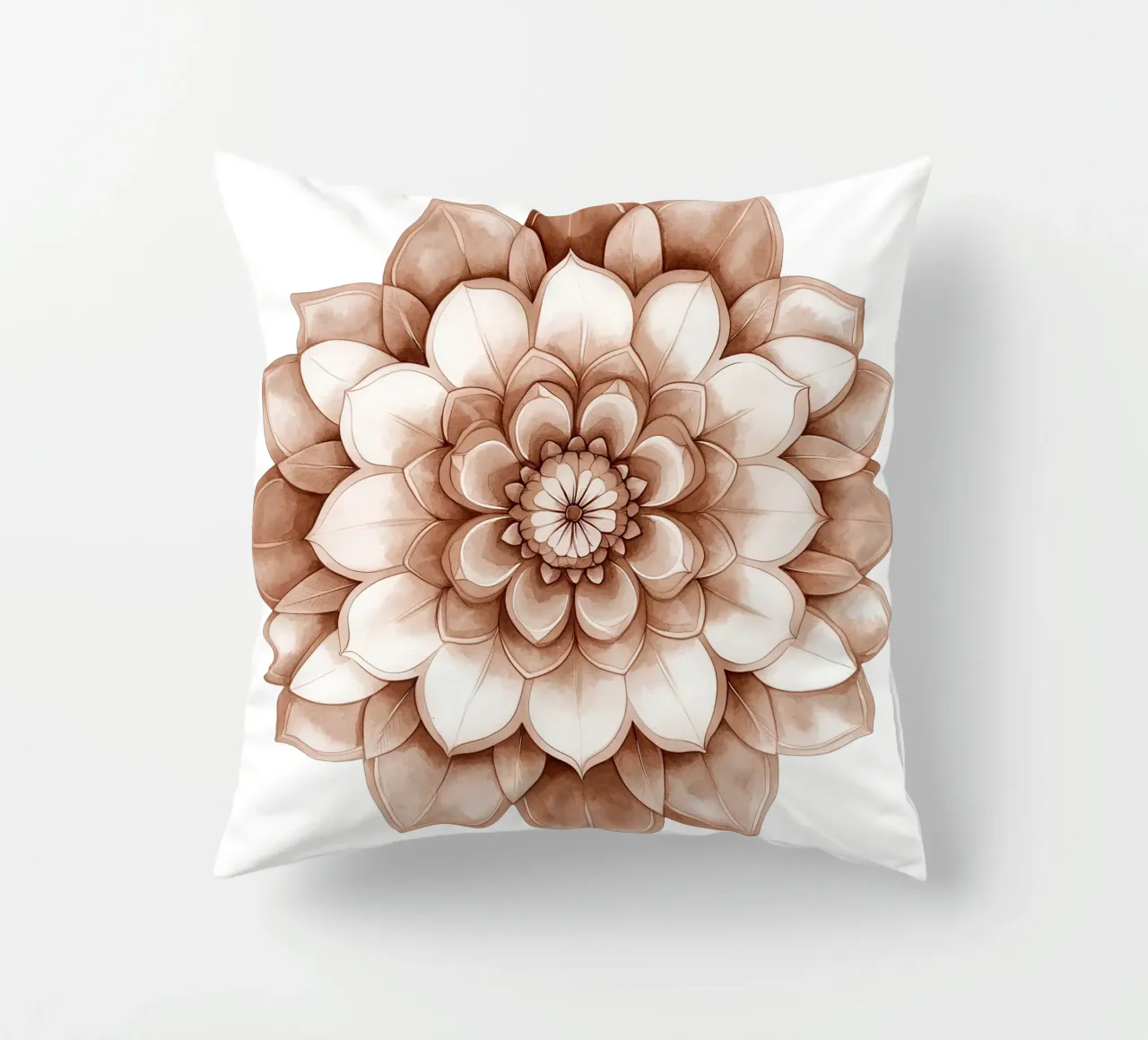 Mandala di moka ad acquerello cuscino da Spiritual Touch
