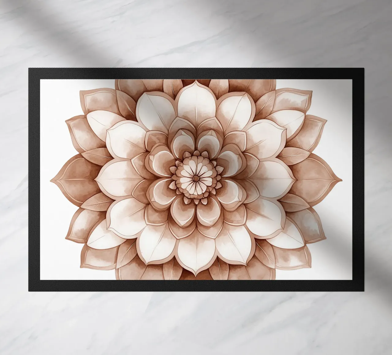 Mandala di moka ad acquerello zerbino da Spiritual Touch