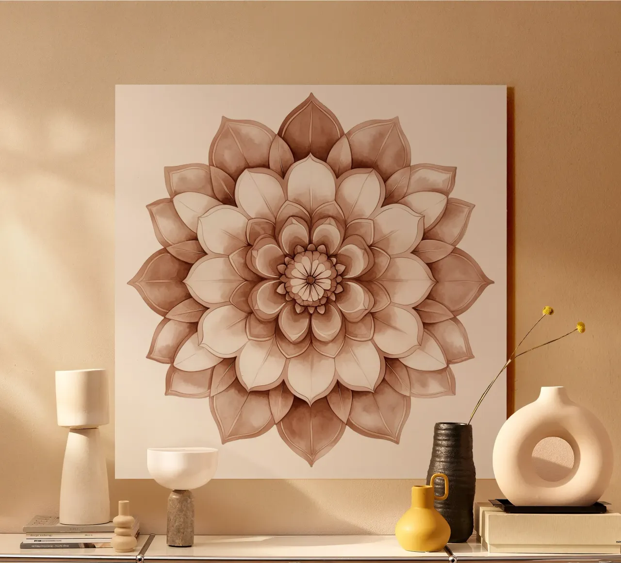 Mandala di moka ad acquerello plexiglass da Spiritual Touch
