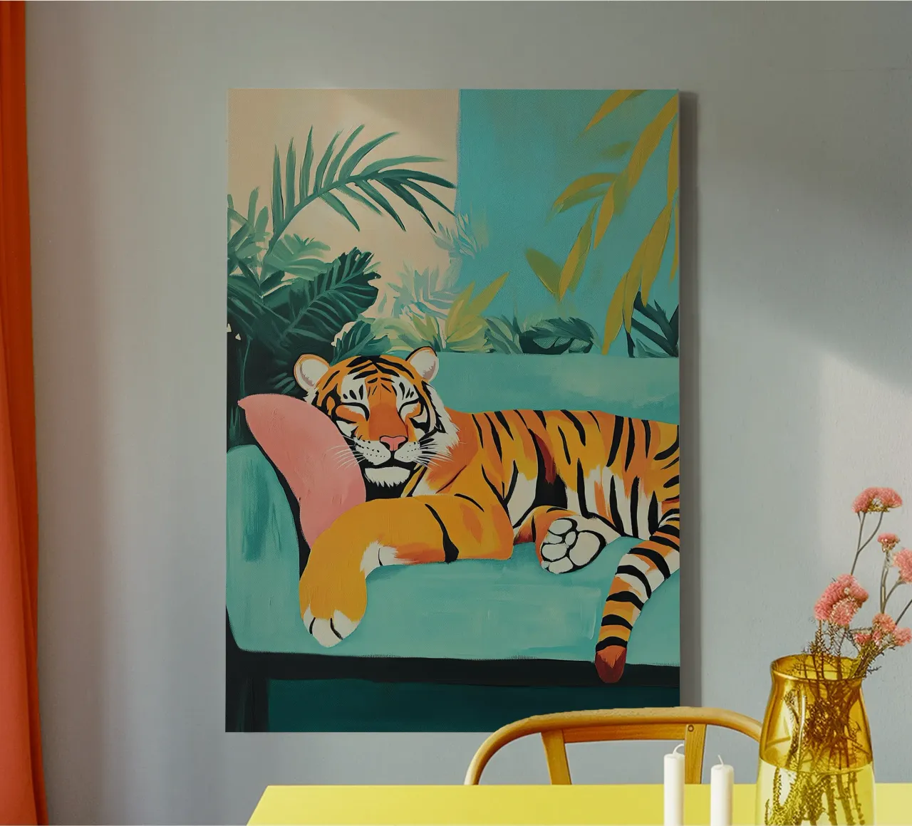 Tiger "jungle vibes" canvas by Nikis Art Studio