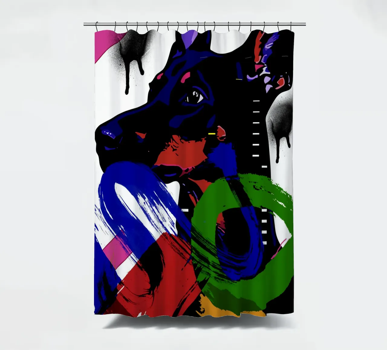 vivid depiction of a Doberman tenda da doccia da ramosashop
