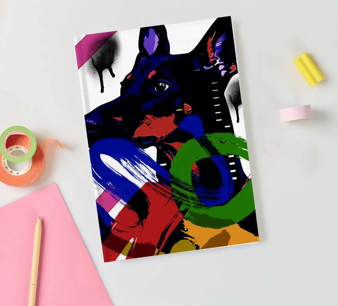 vivid depiction of a Doberman notebook by ramosashop