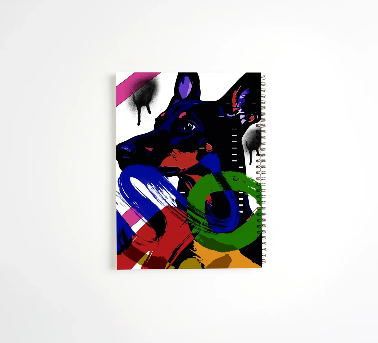 vivid depiction of a Doberman spiral notebook by ramosashop