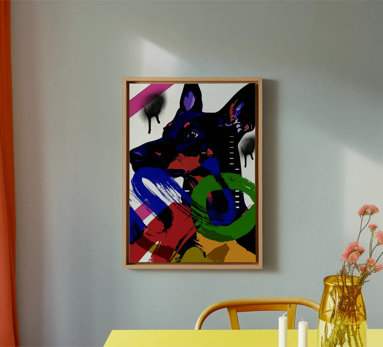 vivid depiction of a Doberman canvas by ramosashop
