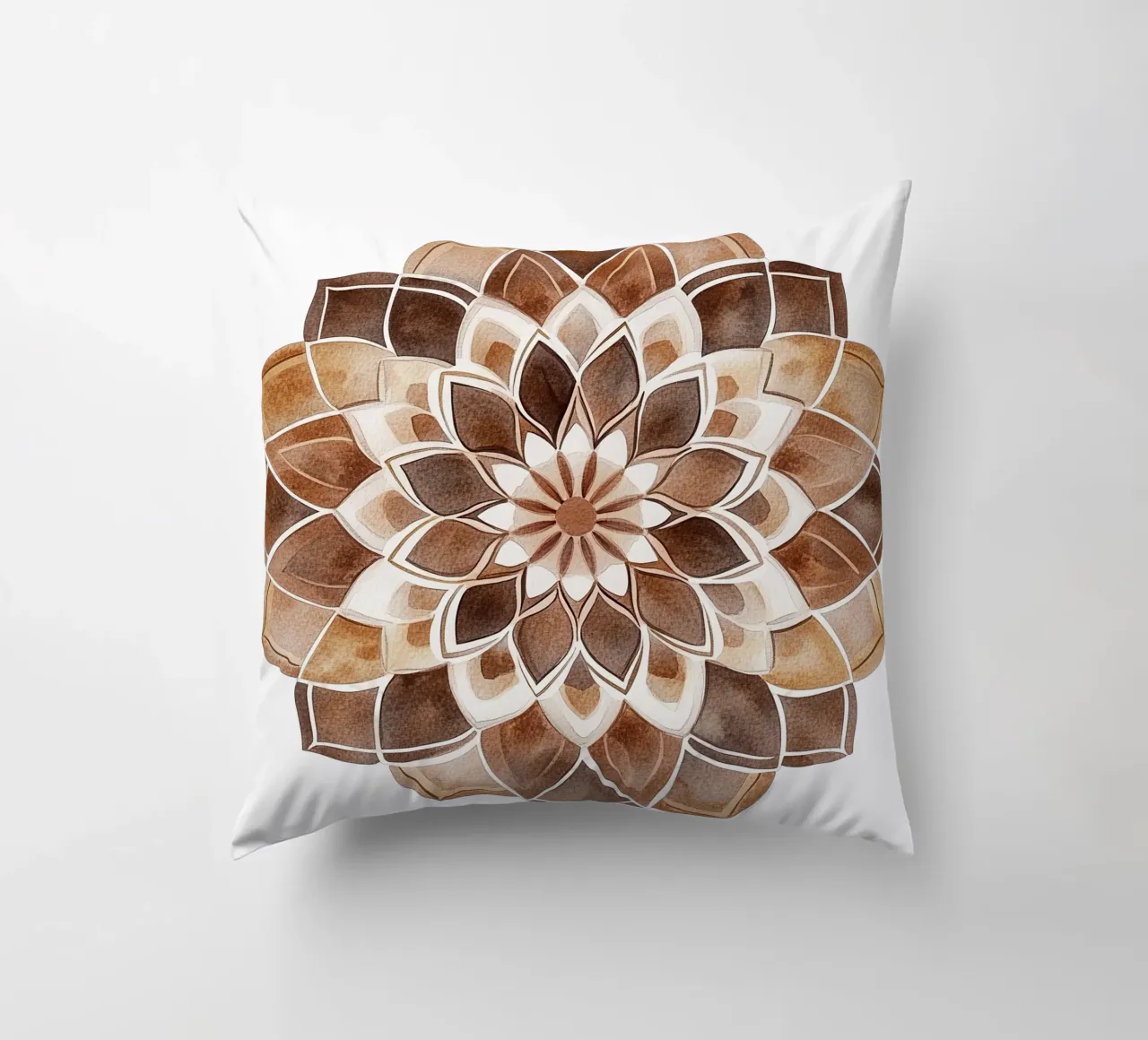 Mandala di moka ad acquerello cuscino da Spiritual Touch