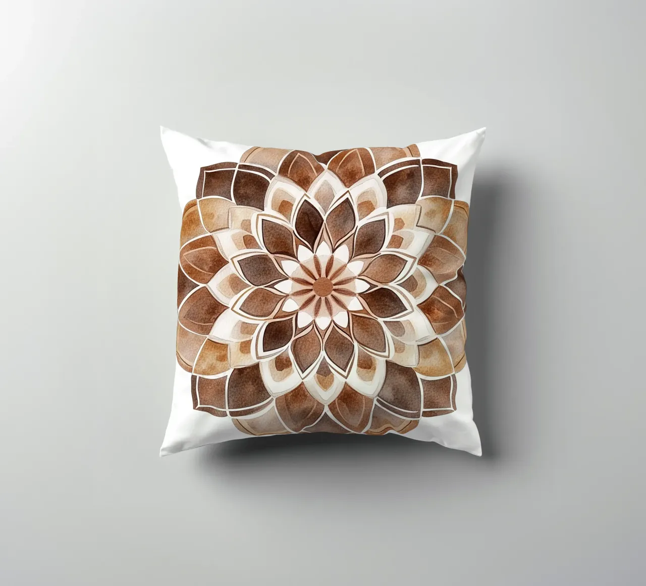 Mandala di moka ad acquerello cuscino da Spiritual Touch