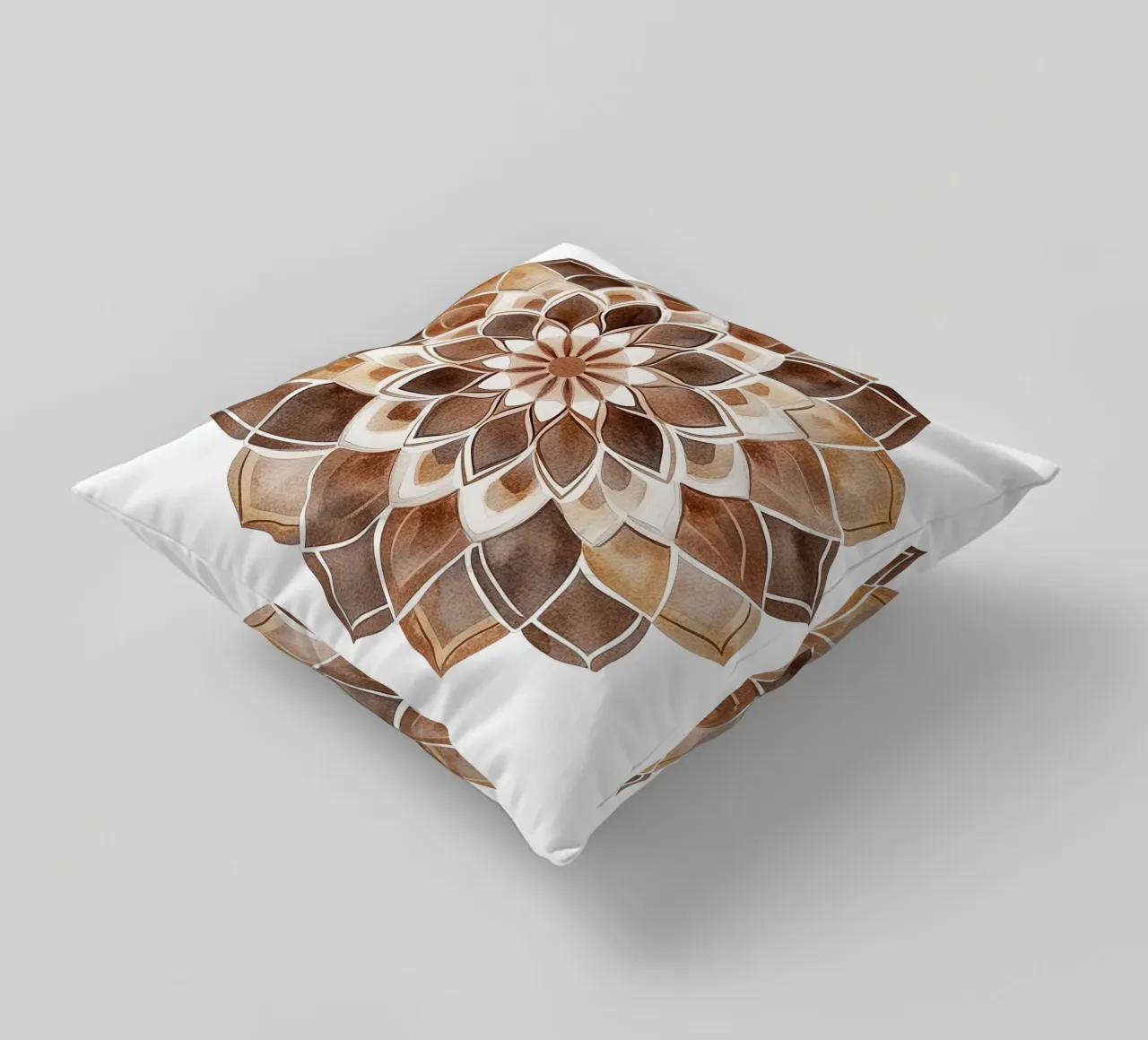 Mandala di moka ad acquerello cuscino da Spiritual Touch