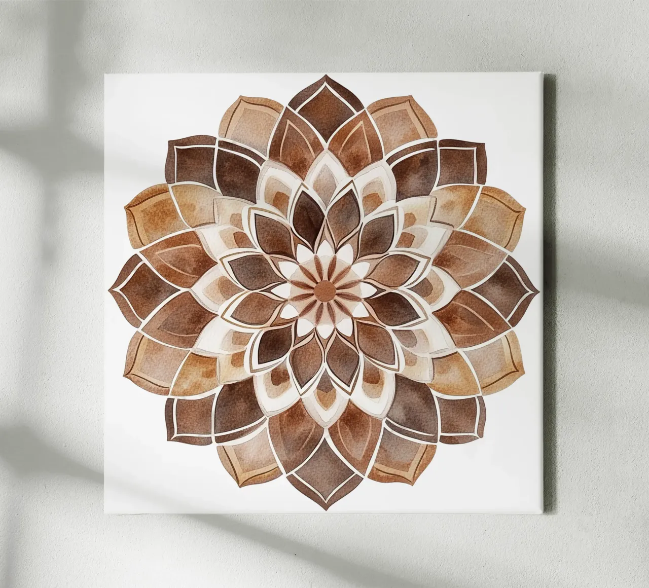 Mokka mandala aquarel canvas met Baklijst van Spiritual Touch