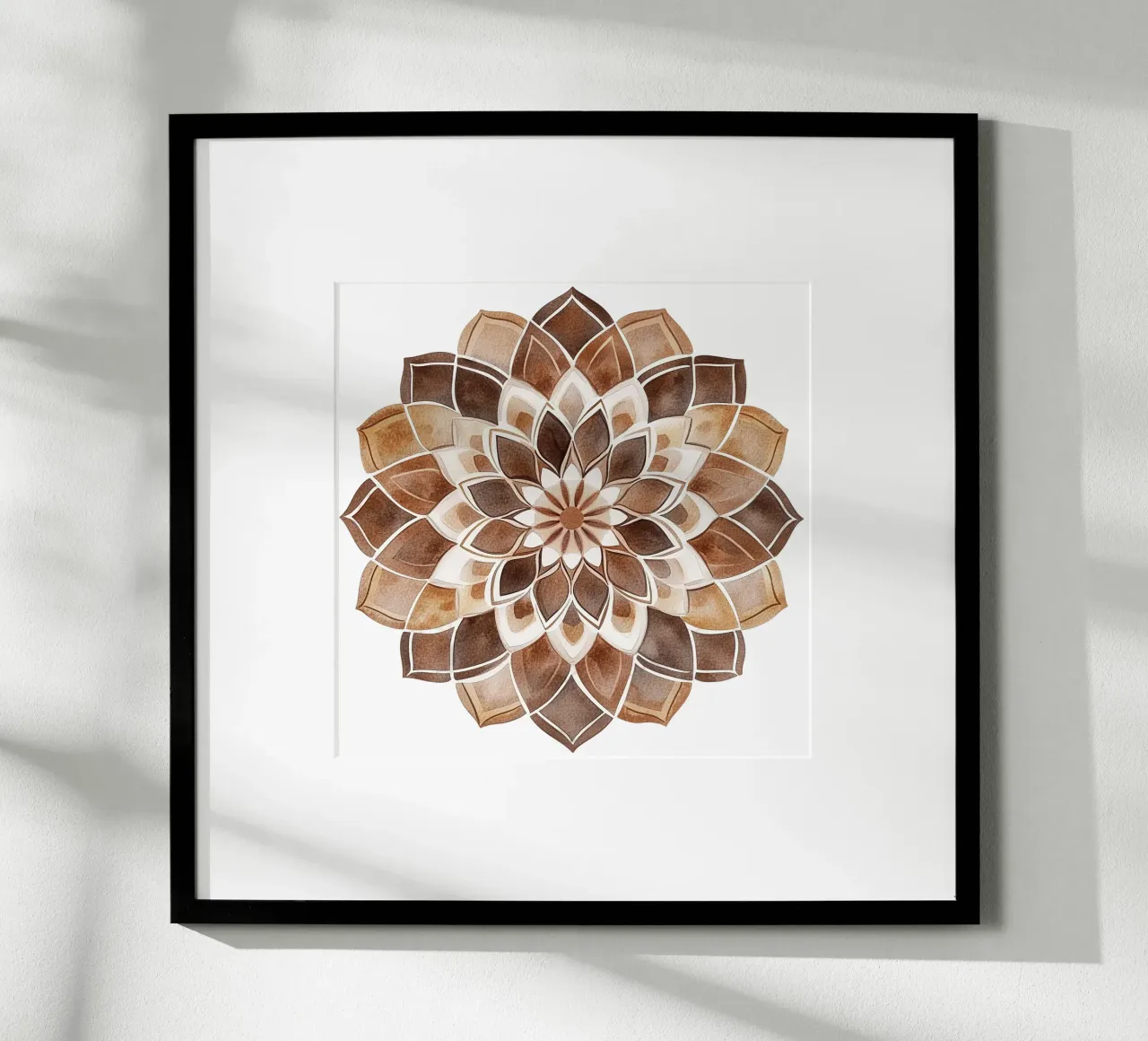Mandala di moka ad acquerello poster con telaio in alluminio da Spiritual Touch