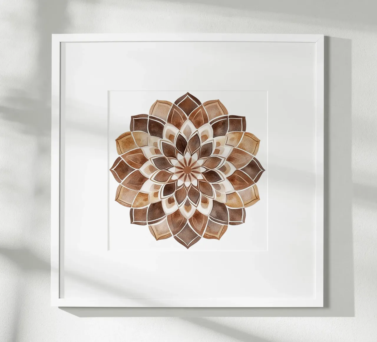 Mandala di moka ad acquerello poster con telaio in alluminio da Spiritual Touch