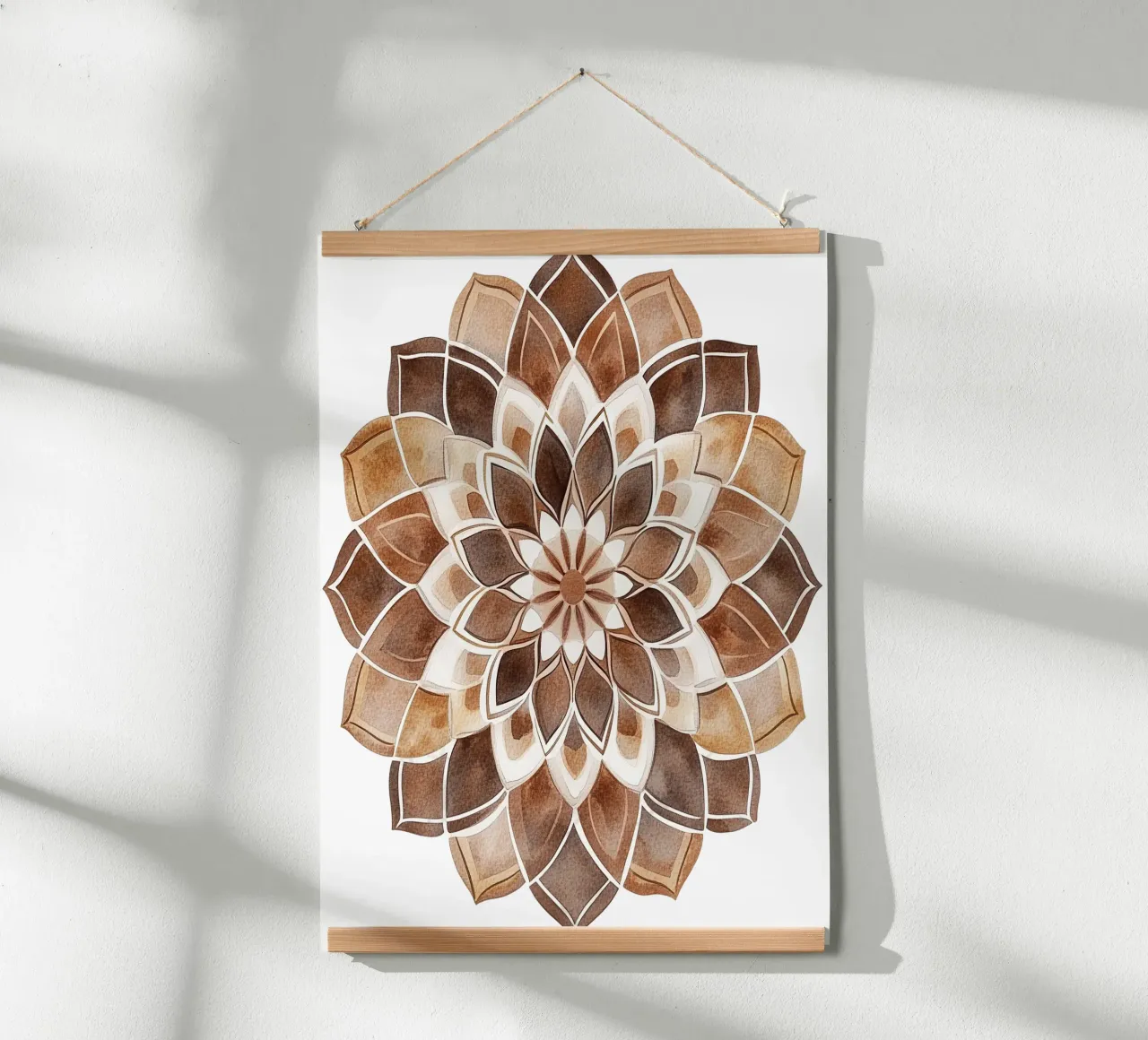 Mandala di moka ad acquerello poster con telaio in alluminio da Spiritual Touch
