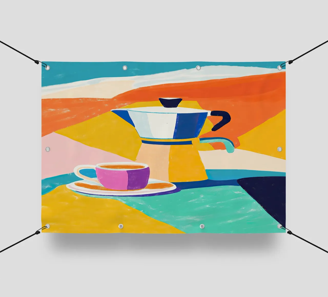 Caffè colorato telo in pvc da Nikis Art Studio