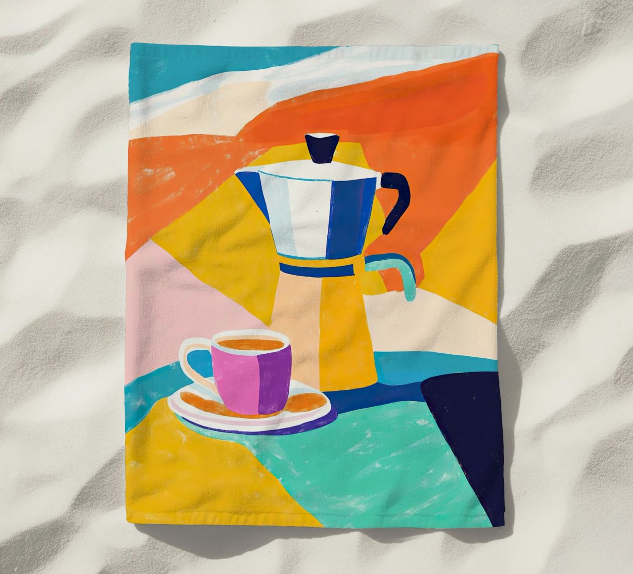 Caffè colorato telo mare da Nikis Art Studio