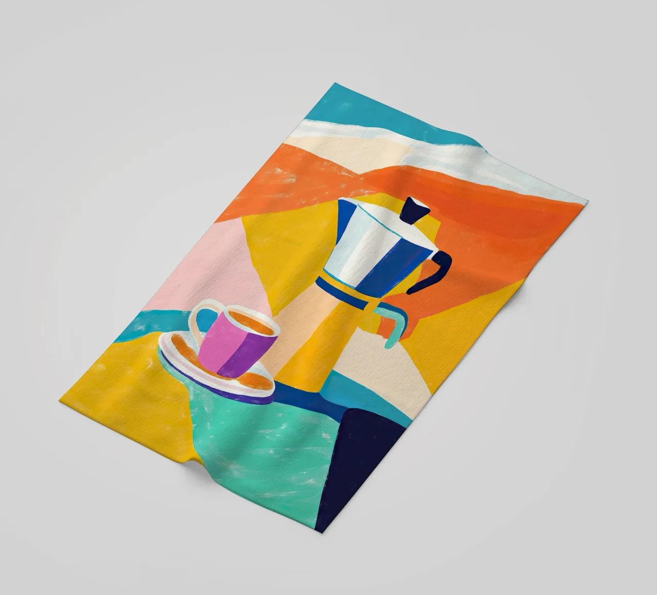 Colourful coffee beach towel by Nikis Art Studio
