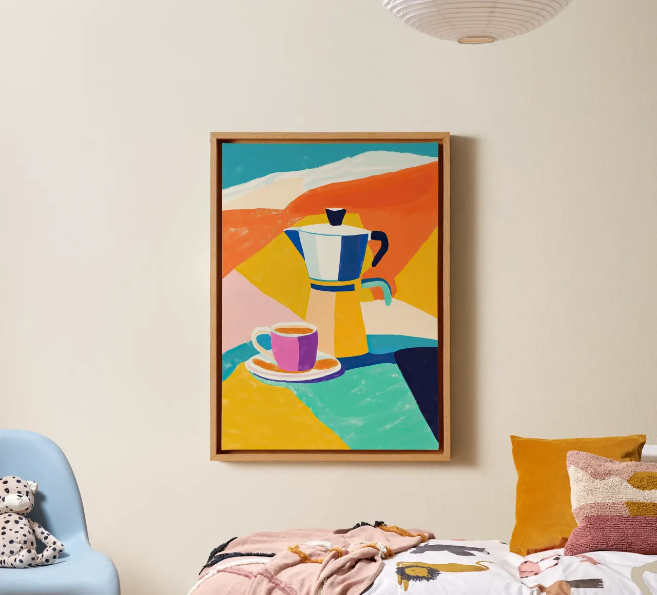 Caffè colorato tela con Cornice a cassetta da Nikis Art Studio