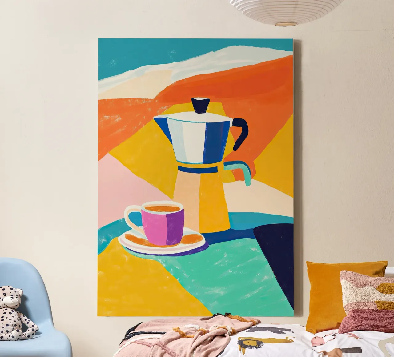 Caffè colorato tela con Cornice a cassetta da Nikis Art Studio