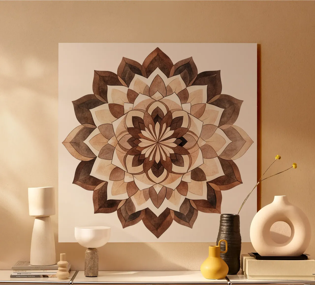 Mandala di moka ad acquerello plexiglass da Spiritual Touch