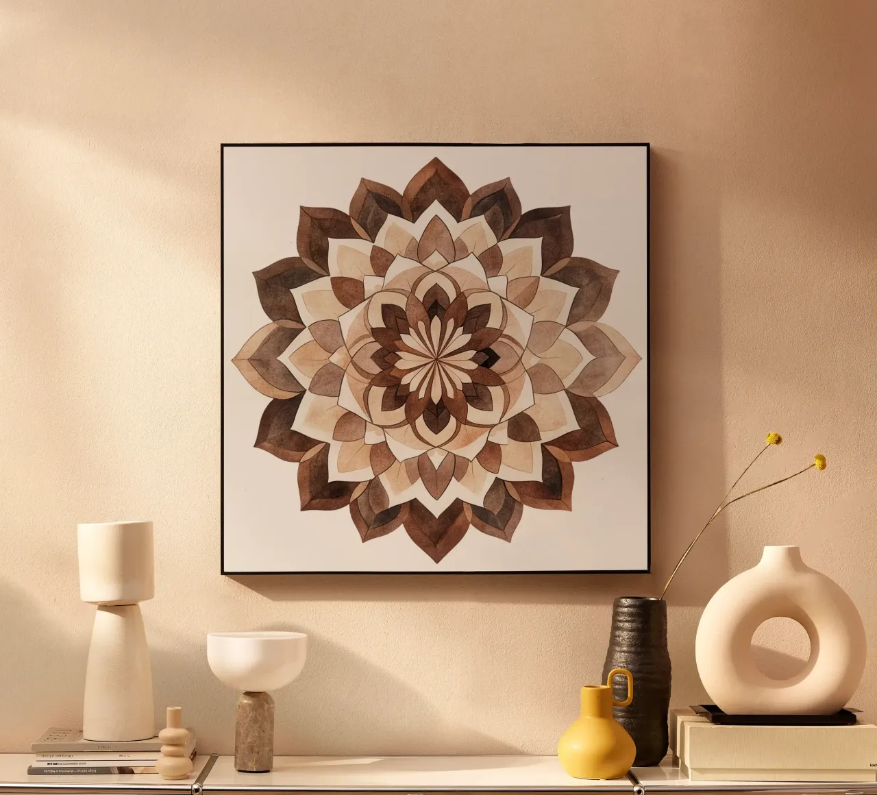 Mandala di moka ad acquerello alluminio dibond da Spiritual Touch
