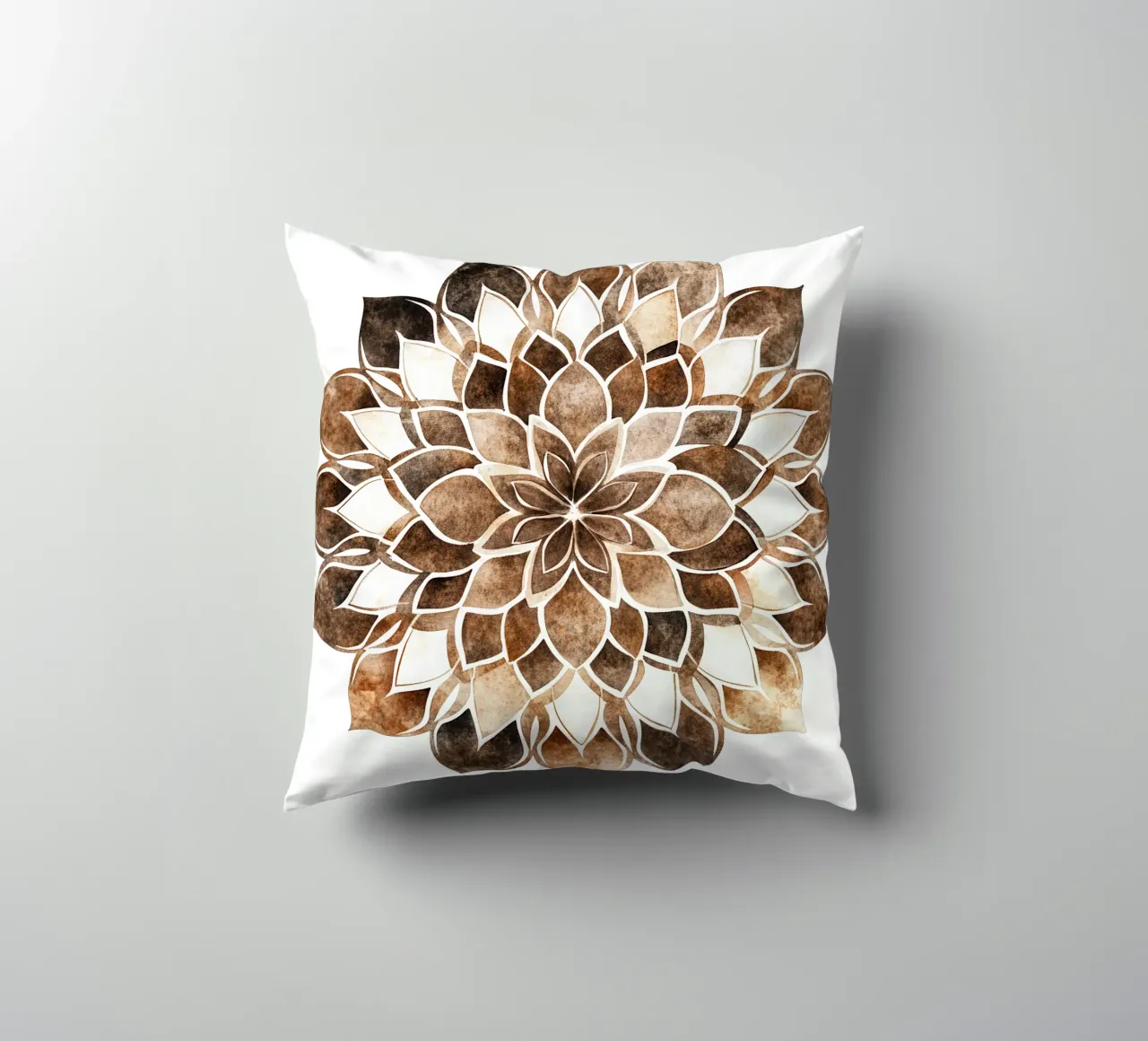 Mandala di moka ad acquerello cuscino da Spiritual Touch