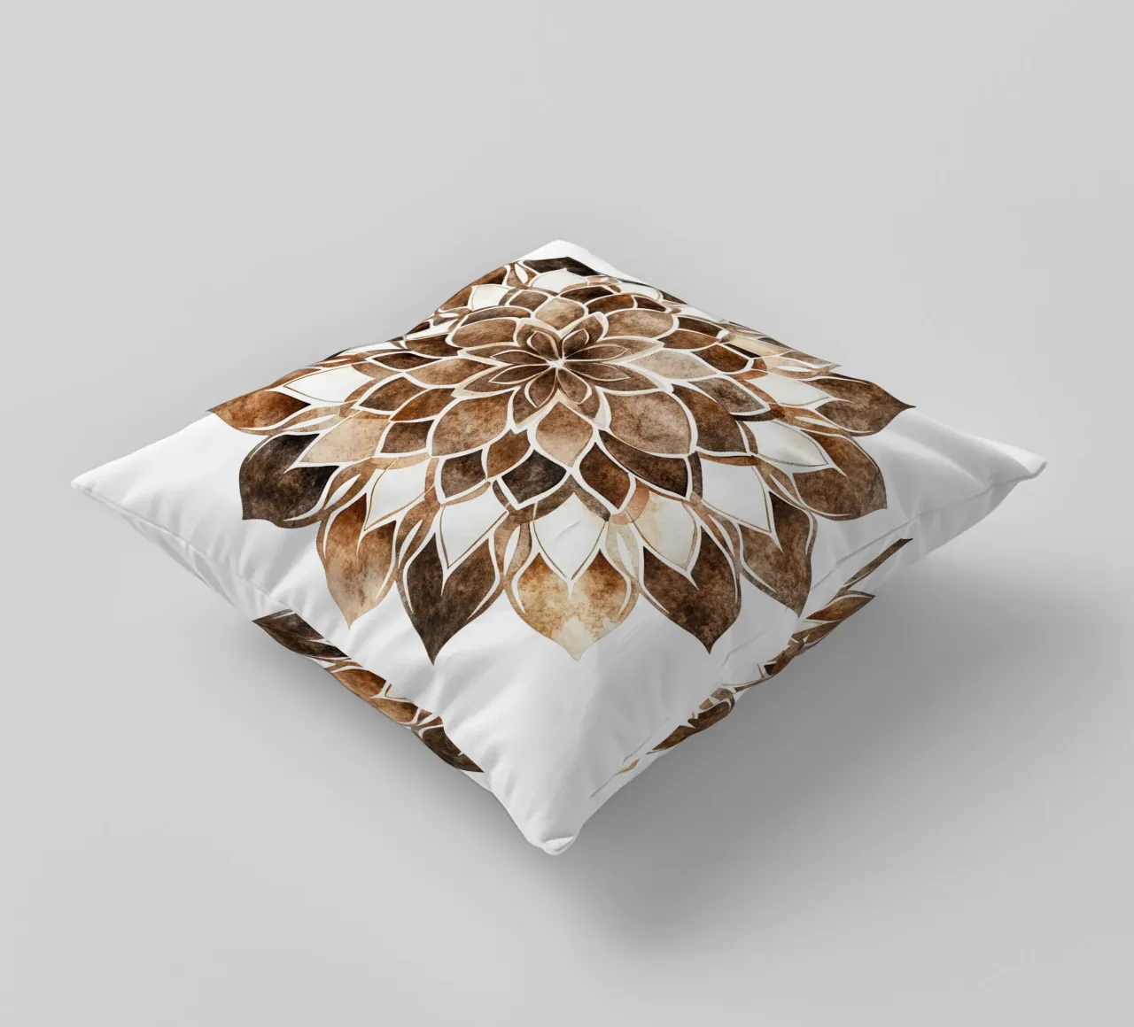 Mandala di moka ad acquerello cuscino da Spiritual Touch