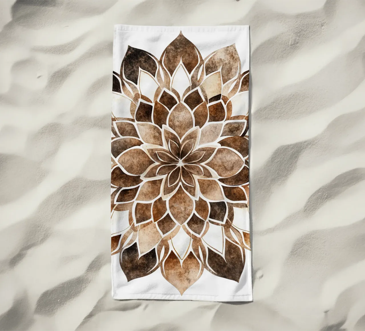 Mandala di moka ad acquerello telo mare da Spiritual Touch